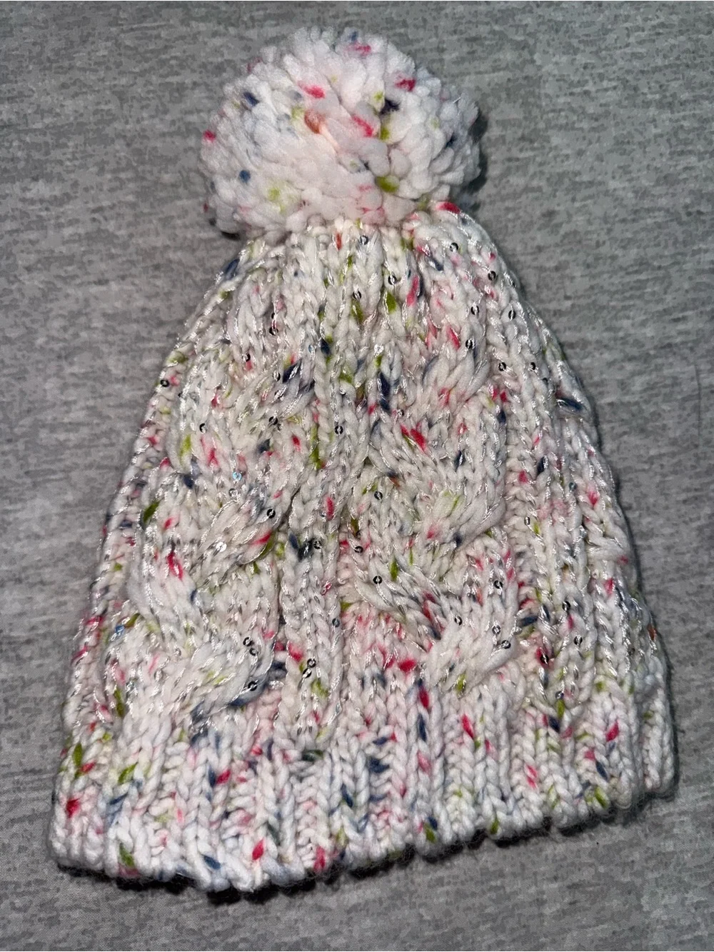 wonder nation White Speckled Pom Pom Knit Hat
